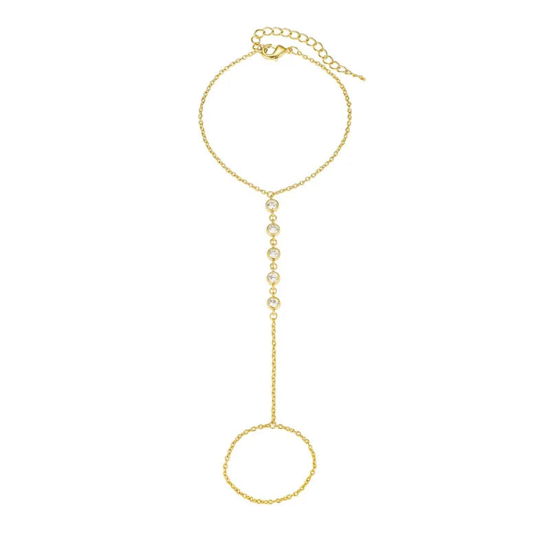 Dainty Hand Chain Bracelet Ring Gold Plated Handmade Link Chains Connecting Harness Bracelets Hand Jewelry for Women Trendy Gift
