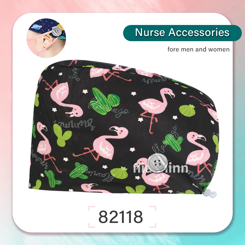 Nurse Scrubs Cap Women Health Workers Frosted Hat Lab Operator Work Cap Beauty Salon Dustjproof Working Hat Adjustable Scrub Cap