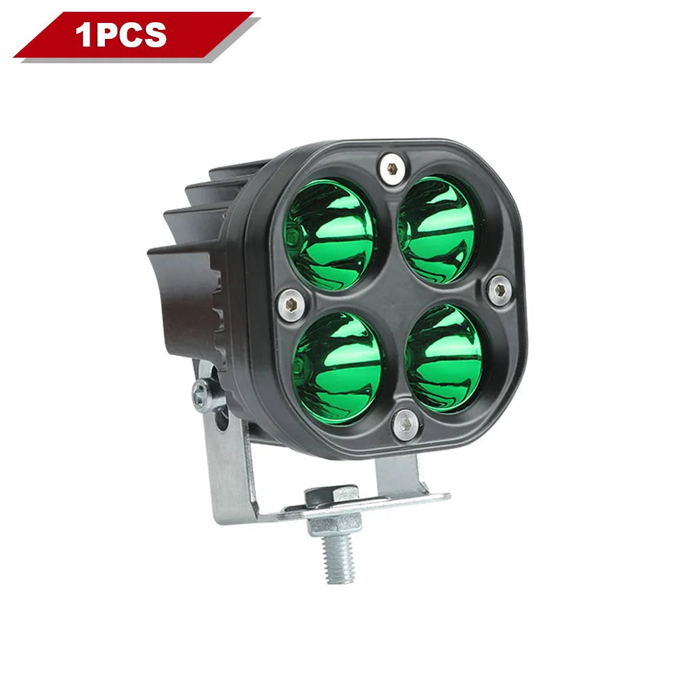 3 Inch LED Light Bar Red Green 12-24V Driving Fog Lights Auto Spotlights Work Lights for 4x4 Offroad Motorcycle Fishing Hunting