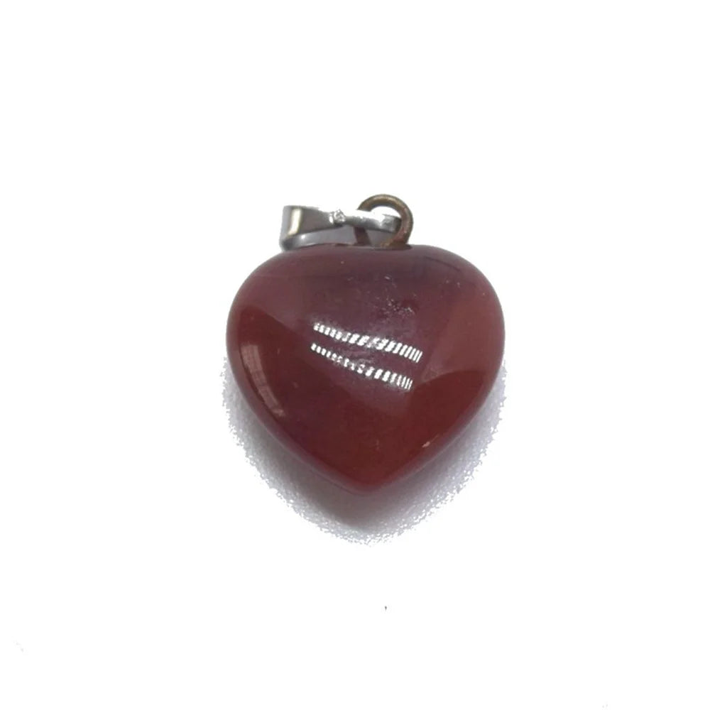 1.5cm Boutique Natural Stone Jade Heart Heart Shaped Necklace Pendant Personalized Agate Pendant Heart Shaped Buckle Jewelry