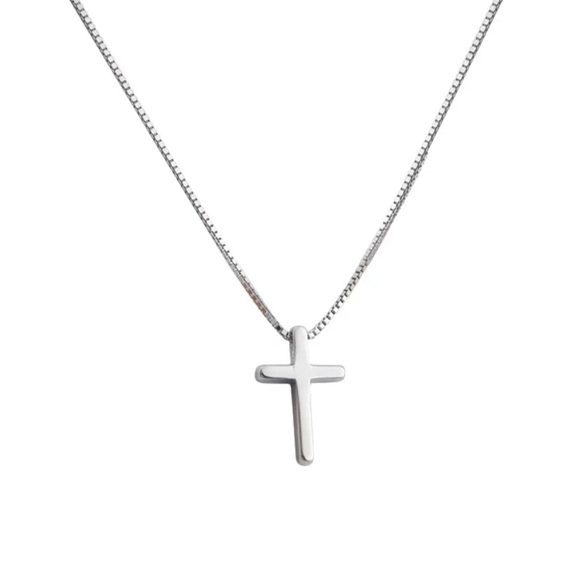 925 Sterling Silver Cross Necklace Simple Exquisite Faith Geometric Shape Pendant Choker Sending Woman Fine Jewelry Accessories