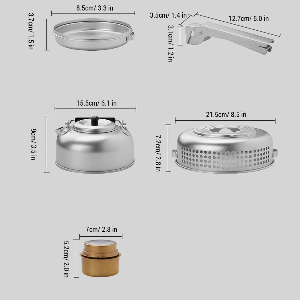 10pcs Camping Stove Kit Camping Pot Pan Stove Set for Outdoor Camping Cooking Backpacking