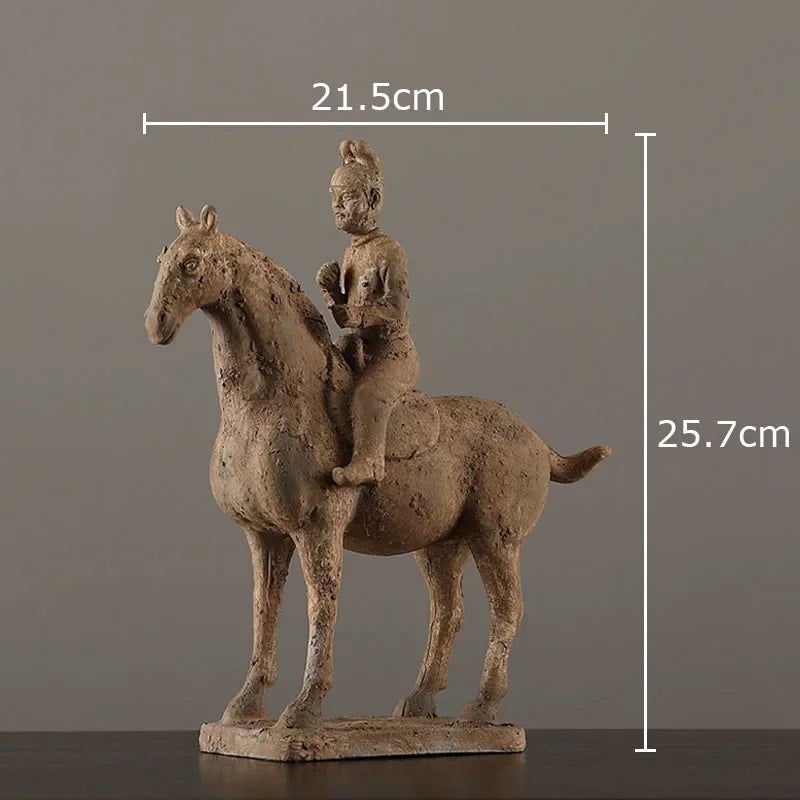 Terracotta Warriors Statue Resin Ornaments Desk Decoration Simulated Unearthed Pottery Horse Sculptures Room Aesthetics Decor