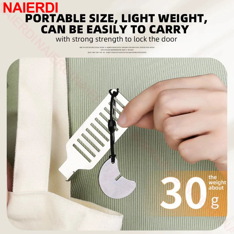 NAIERDI Stainless Steel Portable Door Lock Anti-theft Lock Heavy Duty Security for Home,Hotel,Apartment,College Dorm & Travel