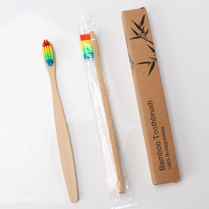 10PCS Colorful Natural Bamboo Toothbrush Set Soft Bristle Charcoal Teeth Whitening Bamboo Toothbrushes Soft Dental Oral Care