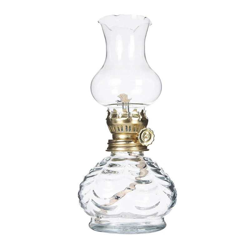 1pc Adjustable Flame Glass Kerosene Lanterns Retro Oil Lamp Glass Family Decorate Lights Portable Adornment Halloween Room Decor