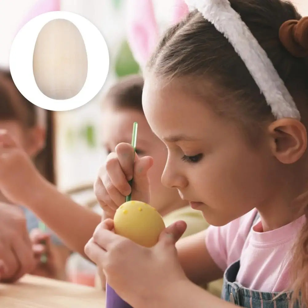 6Pcs Wooden Egg Lightweight Creative DIY Graffiti Painted Wooden Simulated Eggs Durable Natural Wood Eggs For Holiday