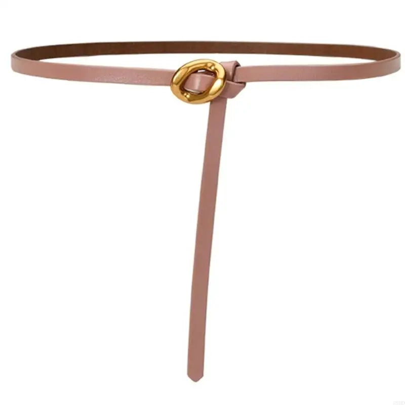 652F Selfknotted Thin Belt Aesthetic Leather Belt Waistband Decorative Skinny Belt for Shirt Dress Elegant Office Formal Belt
