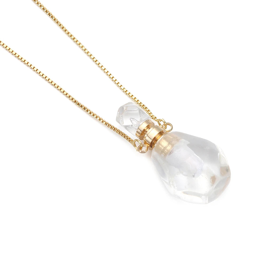 1Pc Irregular Rainbow Stone Natural Crystal Chakra Rock Necklace Golden Plated Quartz Pendant Nice Gift For Lover Friends