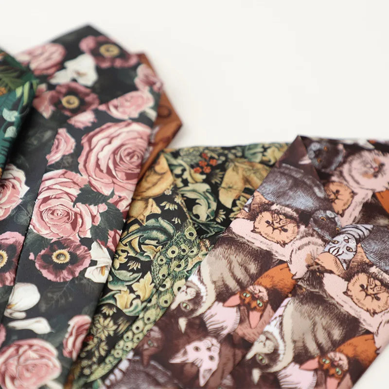 33cm Length Casual Trendy JK Ties Preppy Chic College Girl Short Necktie Polyester Floral Animal Printed Lazy-tie Vintage Cravat