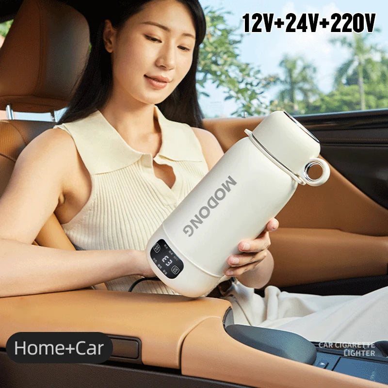 Home Car Portable Electric Kettle 1.0L Electric Heating Cup Multifunction Boiled Water Pot Outdoors Travel Teapot 12V 24V 220V
