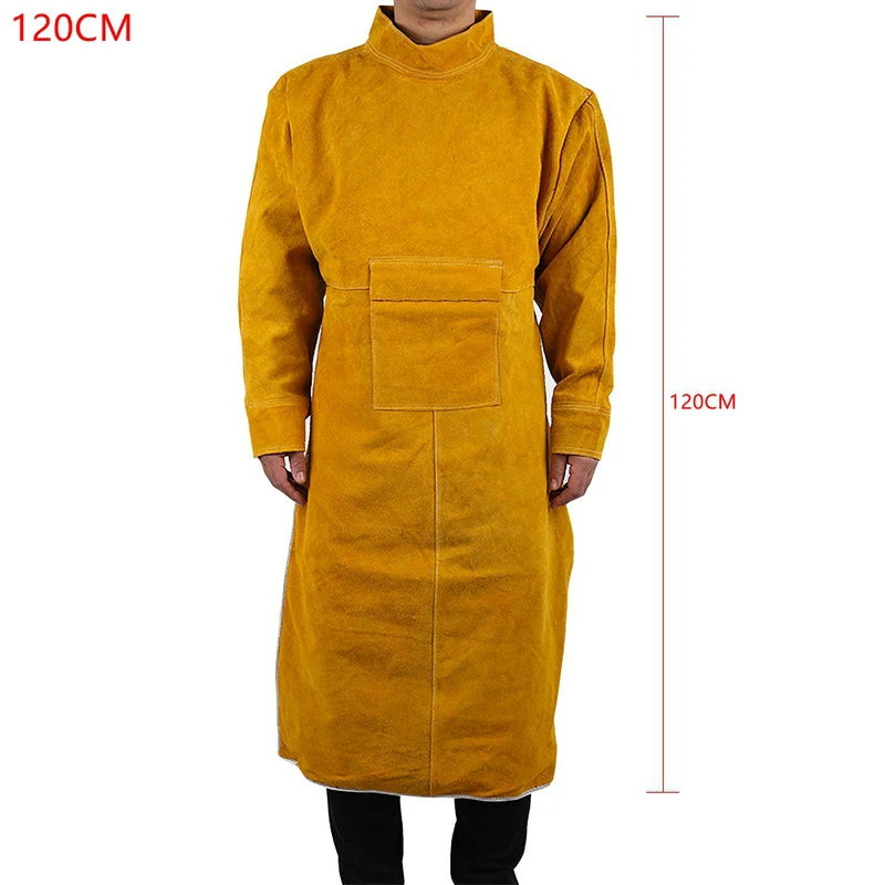 Cowhide Work Clothes Apron Welding Protective Clothing Heat And Fire Resistant Welders Clothing Welding Apron With Sleeves