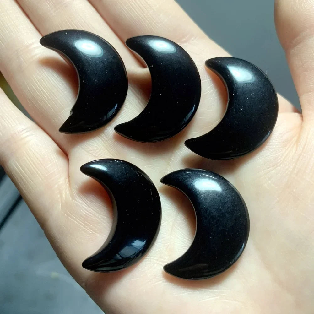 1PC Moon Shaped Natural Stones Healing Reiki Crystal 30mm Carved Gemstones for Meditation Balancing  Home Decor