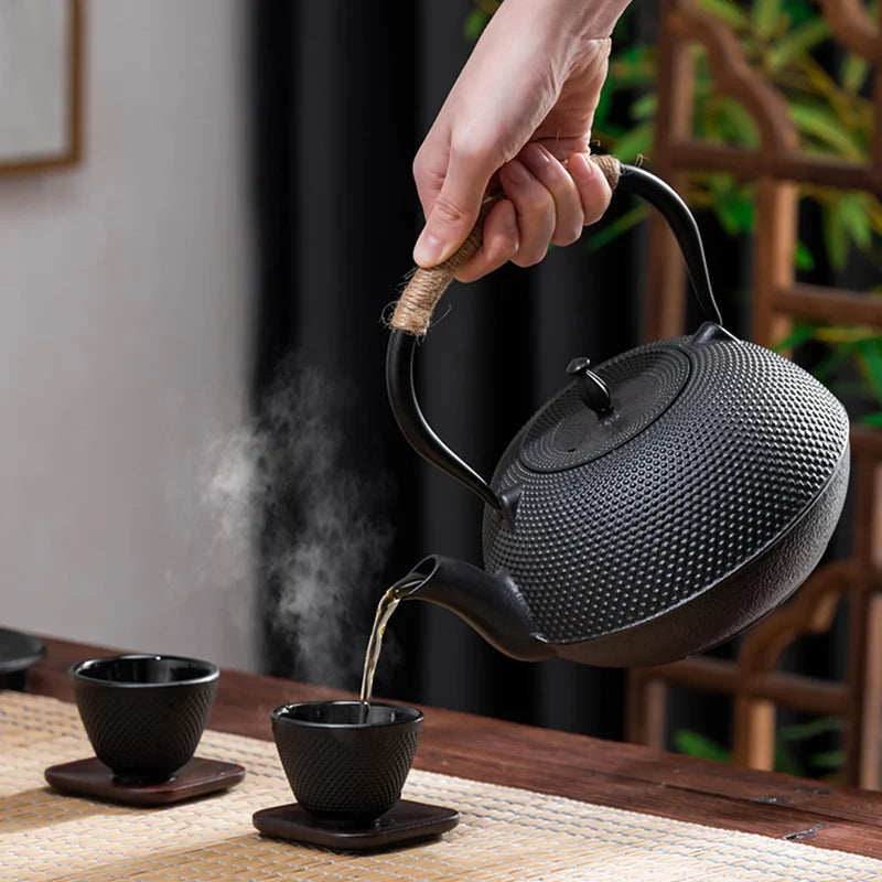 GIANXI Cast Iron Tea Pot Camping Party Around The Stove Boiling Tea Water Separation Teacup Accessories Pu 'er Tea Set