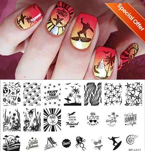 BORN PRETTY Stamping Plates Nail Art Templates Flower Natural Animal French Tips  DIY Nail Design Image Stencil Tool Manicure