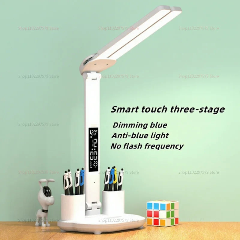 LED Table Lamp Eye Protection Touch Dimmable Desk Light for Kids Reading Bedside Bed College Study Charging Folding Lamp