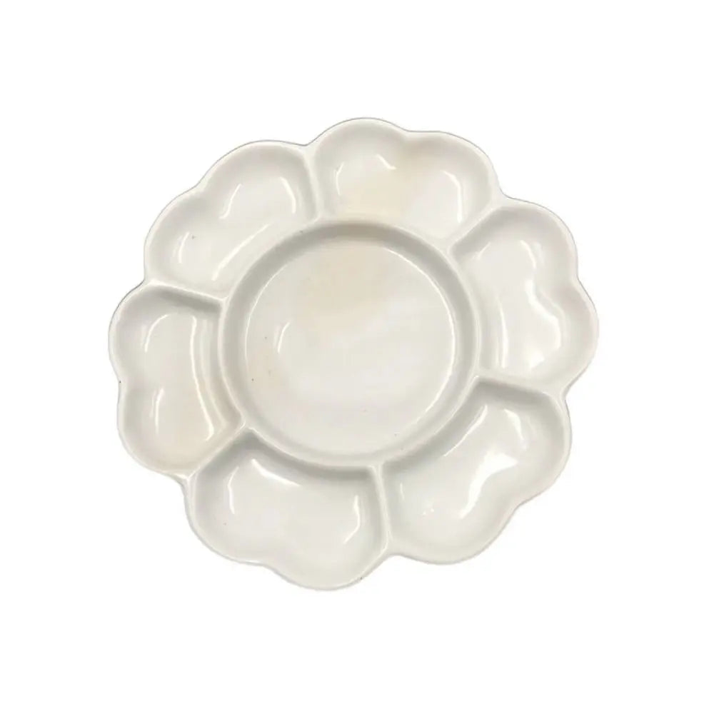 Traditional Ceramic Paint Palette Tray White Portable Porcelain Palette 3 Size Flower Shaped Plum Blossom Paint Plate for Artist