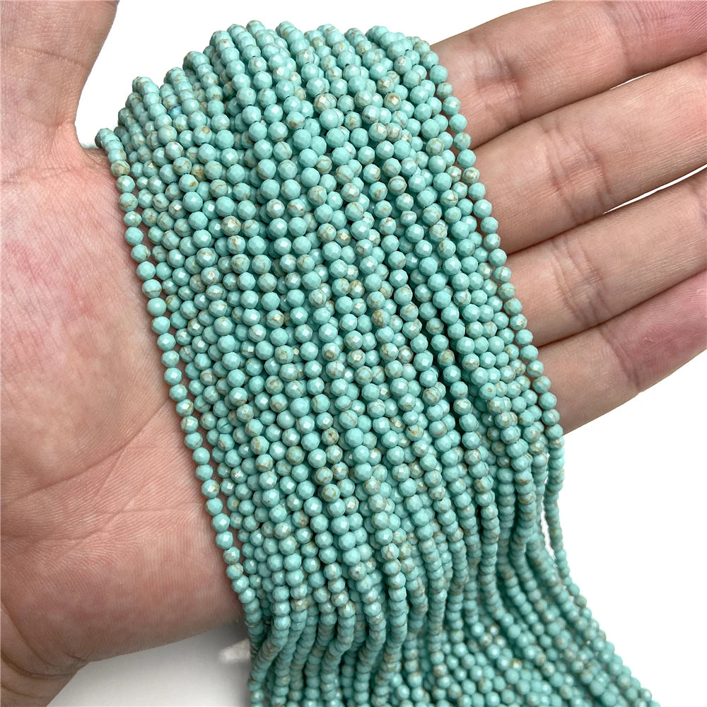 Micro Faceted Bead Natural Stone Beads Facted Green Emeralded 2 3 mm Spacer Loose Beads for Jewelry Making Necklace DIY Bracelet