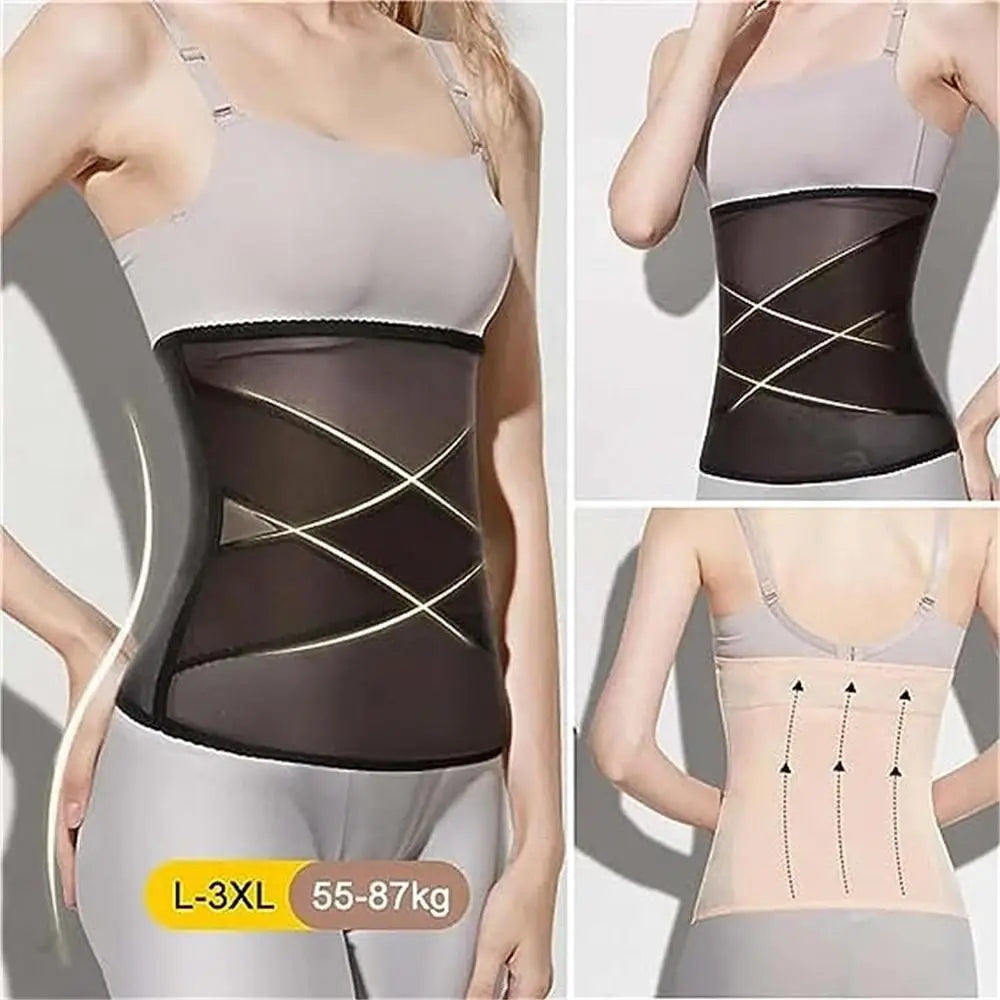 Cross Mesh Girdle for Waist Shaping Yoga Crossover Abdominal Shaping for Women Modeling Strap Reductive Girdle Slimming Belt