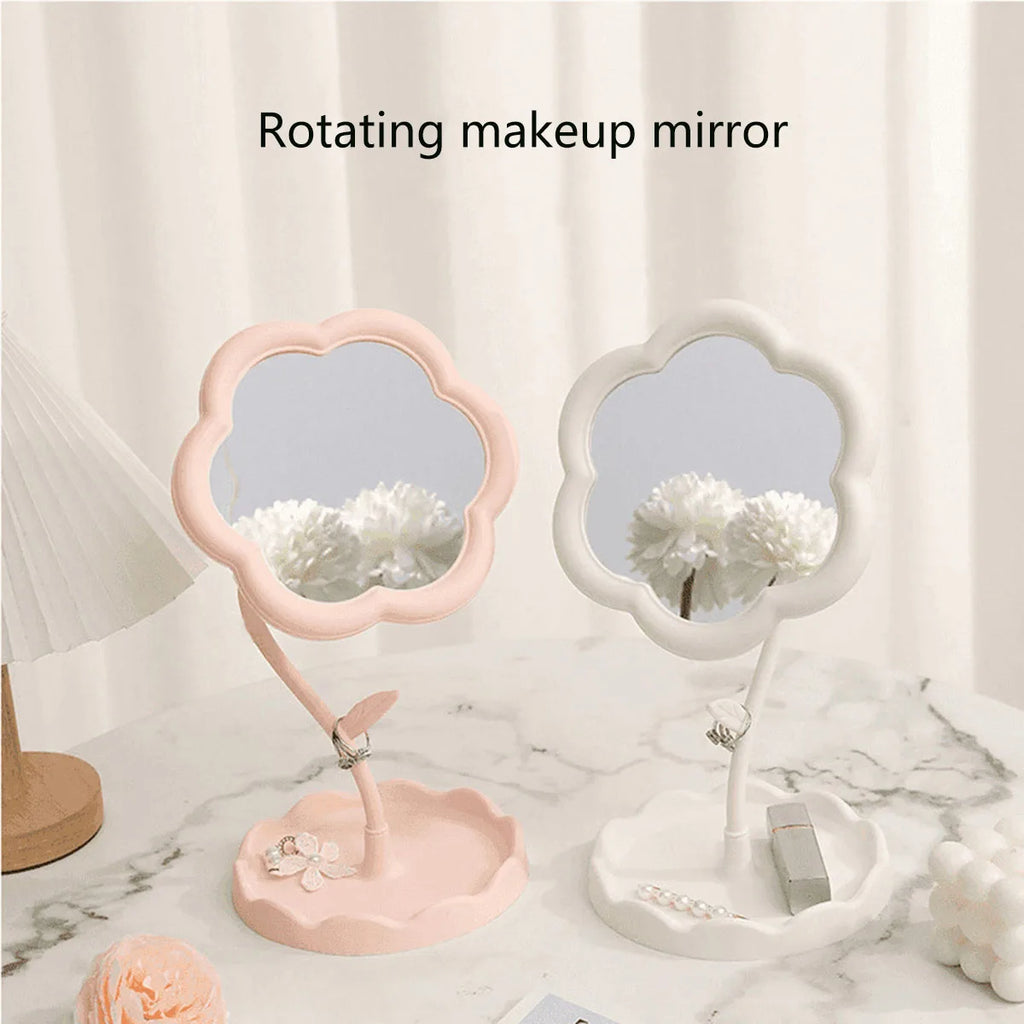 Sunflower Makeup Mirror Girl Dresser Desktop Hanging Jewelry Beauty Mirror Bedroom Dorm Dressing Mirror Removable Portable ﻿