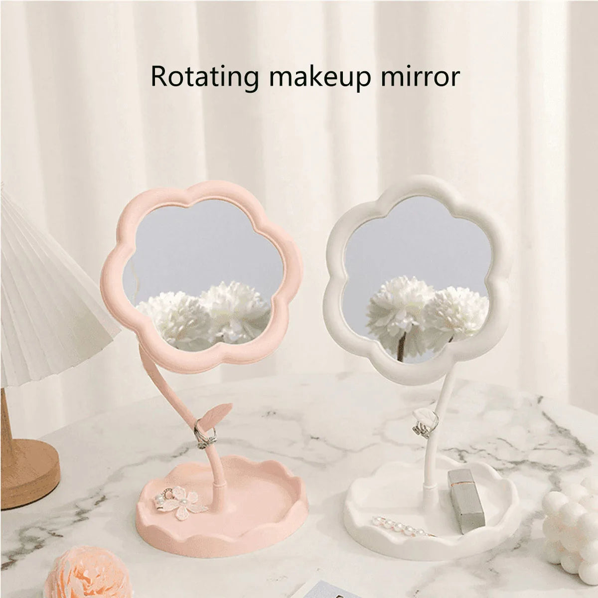 Sunflower Makeup Mirror Girl Dresser Desktop Hanging Jewelry Beauty Mirror Bedroom Dorm Dressing Mirror Removable Portable ﻿