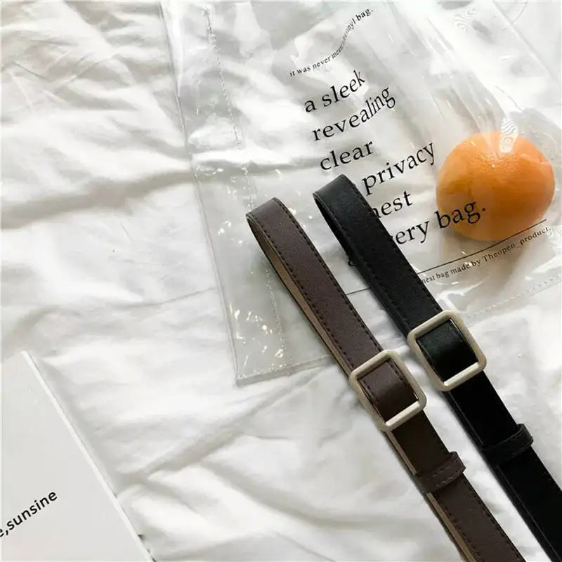 PU Leather Belt For Women Square Buckle Pin Buckle Jeans Black Belt Chic Luxury Brand Ladies Vintage Strap Female Waistband