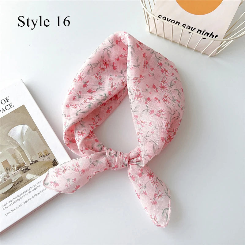 Fashion Cotton Linen Shawl Square Scarf for women sweet Cherry Print Hijabs Ladies Wraps summer sunscreen Bandanas Head scarf