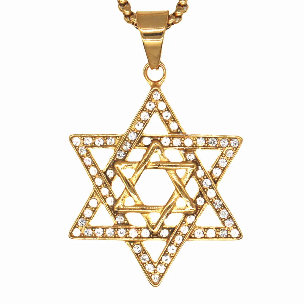 Menorah Pendant Judaica Necklace Women/Men Religious Symbols Jewelry Long Chain