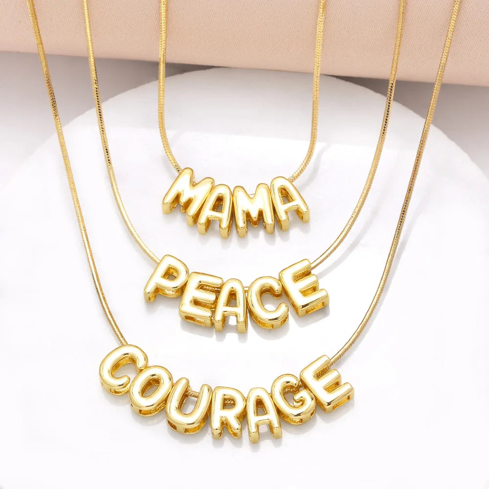 FLOLA Minimalist 26 Letters DIY Necklaces for Women Gold Plated Chain Custom Name Necklace Simple Jewelry Gifts nkev10