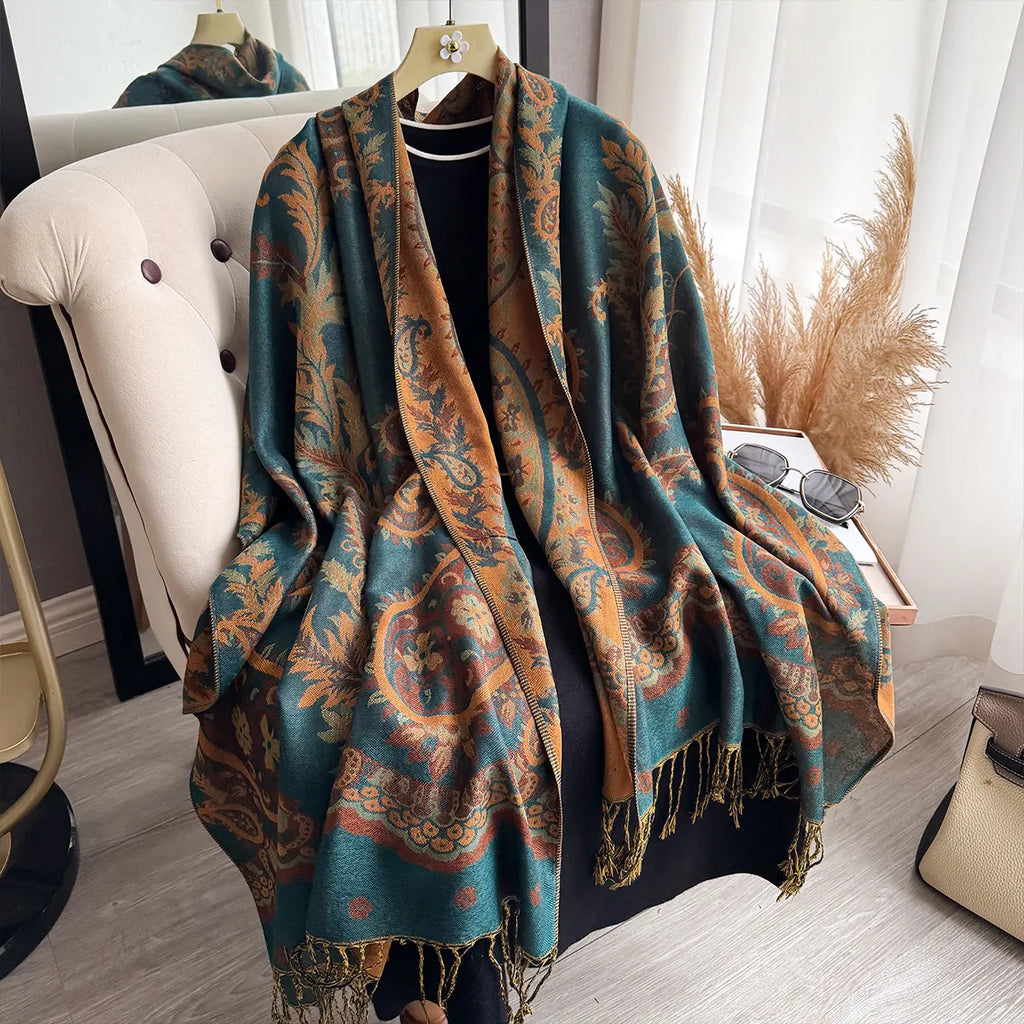 2025 Women Scarf Luxury Bohemian Style Shawl Jacquard Paisley Pattern Designer Tassel Blanket Design Lady Muslim Hijab Pashmina