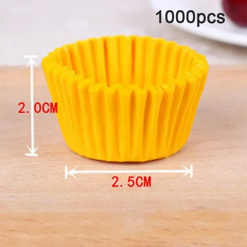 1000Pcs Mini Chocalate Cupcake Liners Natural Greaseproof Paper Muffin Baking Cups Cake Cups Forms Cupcake Cases Party Tray Mold