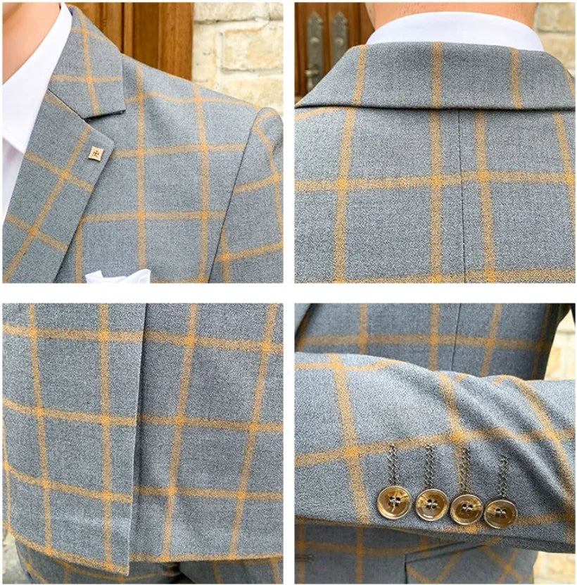 2025 Suit (Blazer+ Pants) Men's Fashion Hosts British Style Work Business Wedding Casual Art Style Elegant Gentleman Suit M-5XL