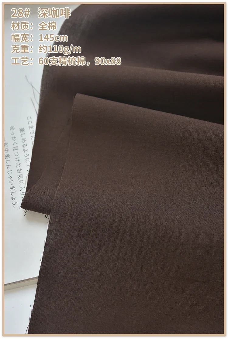 Soft Lined Cloth Fabric for Dresses and Kids' Shirts Cloth, Summer Cotton High-Count Thin 60s, 140x50cm