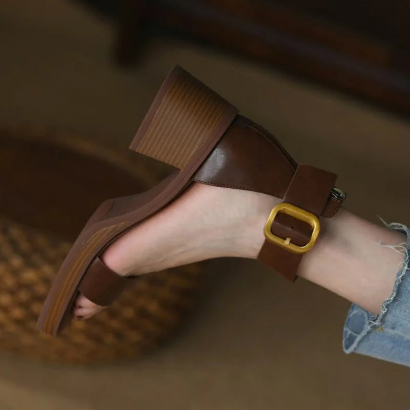 2025 sandalias de mujer Women Sandals Low Heels Basic Genuine Leather Office Ladies Casual Outdoor Shoes Woman Concise