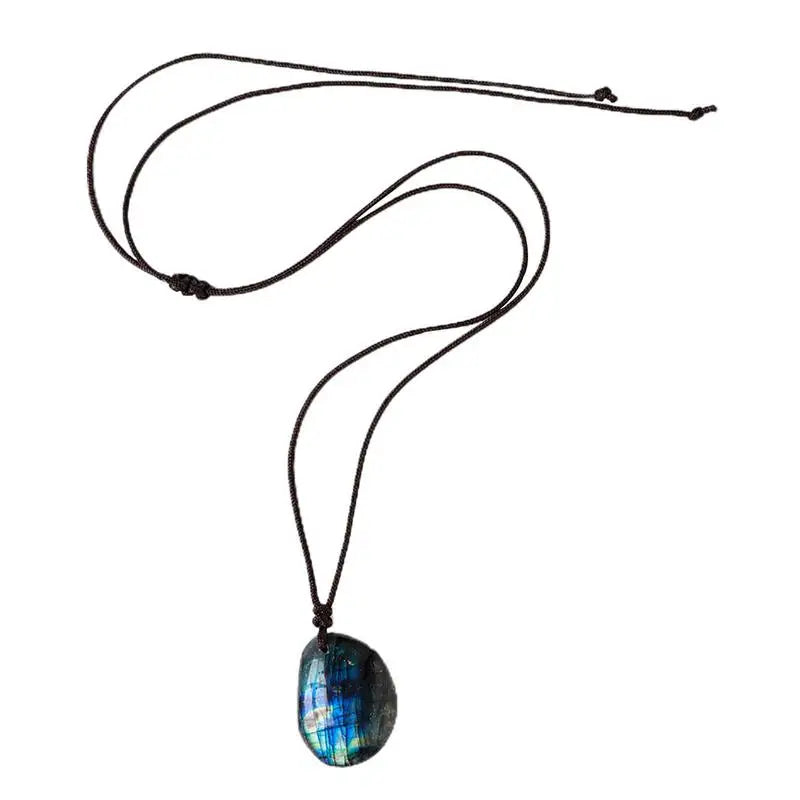 1PCS Natural Labradorite Pendant Necklaces Men Women Energy Quartz Necklaces Stones Ornament Moonstone Home Decoration