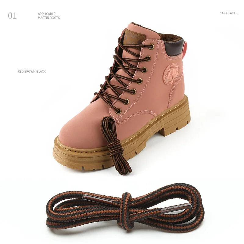 1 Pair 4mm Two-color Striped Round Color Polyester Shoelaces For Work Shoes Martin Boots Leather Boots Shoe Laces 100/120/150CM