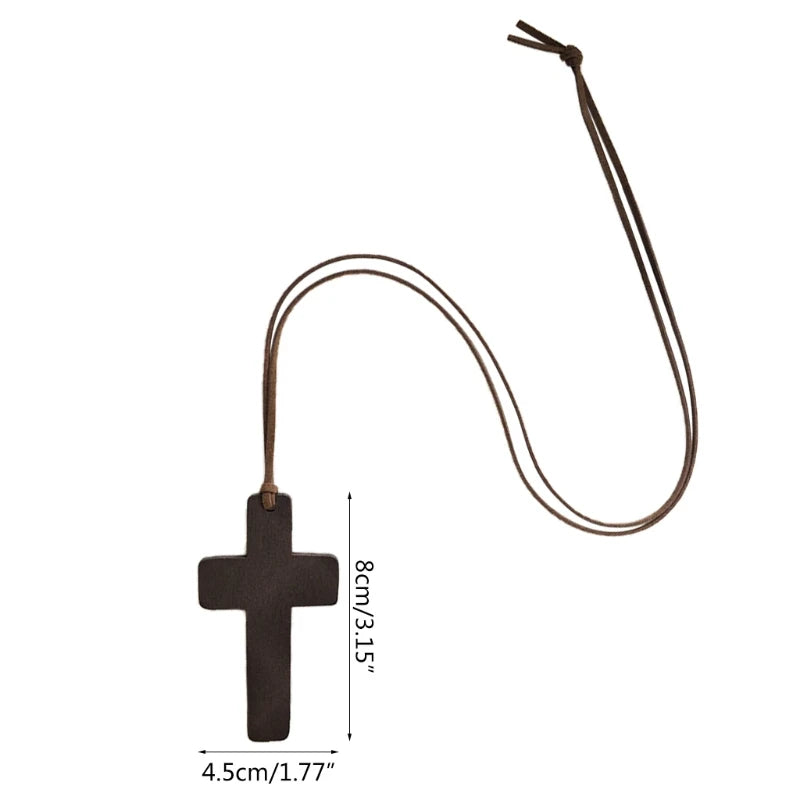 Natural for Cross Pendant Necklace Handmade Wooden Crosses Crucifix Jesus Christ Necklace Pendant Ornaments Women M