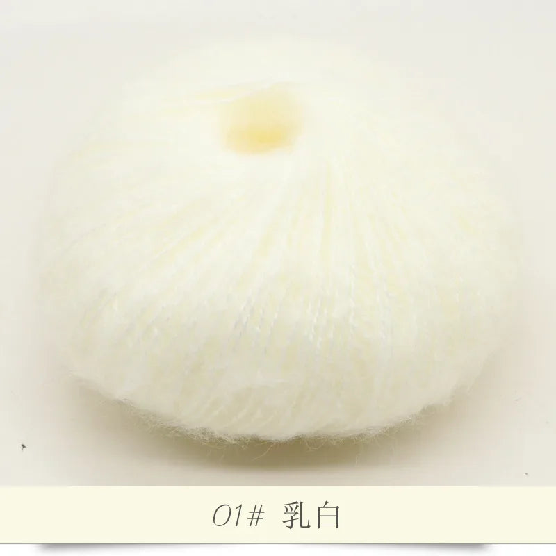25g Worsted Natural Soft Silk Fine Wool Mohair Yarn Skein Baby Organic Crochet Hand Knitting Sewing Thread Scarf Shawl
