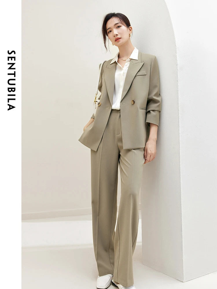 SENTUBILA Blazer Pant Suit Two Piece Set for Women Business Work Outfits 2024 Autumn Elegant Fashion Clothing Sets 133Z49975