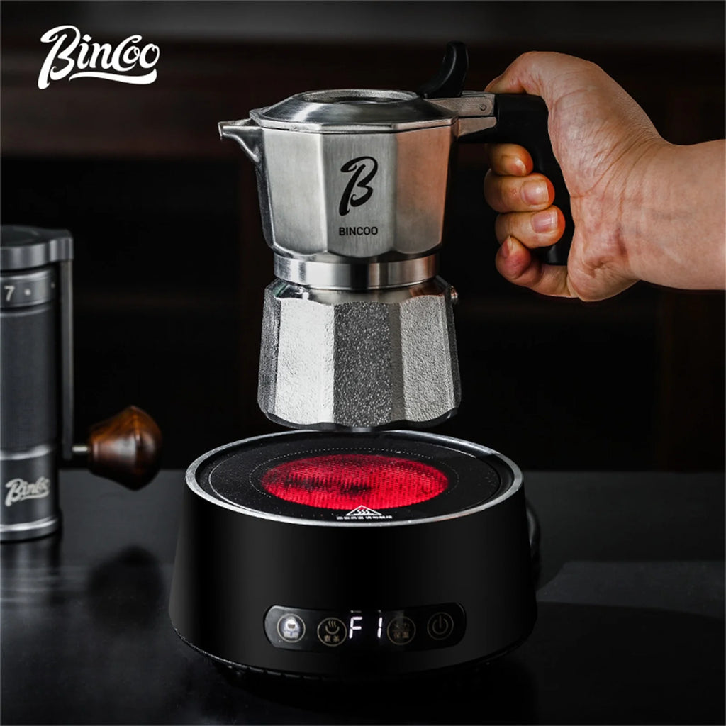 Bincoo Three-valve Moka Pot Set Stainless Steel Electric Pottery Pot Household Italian Espresso Coffee Pot Barista Accessories