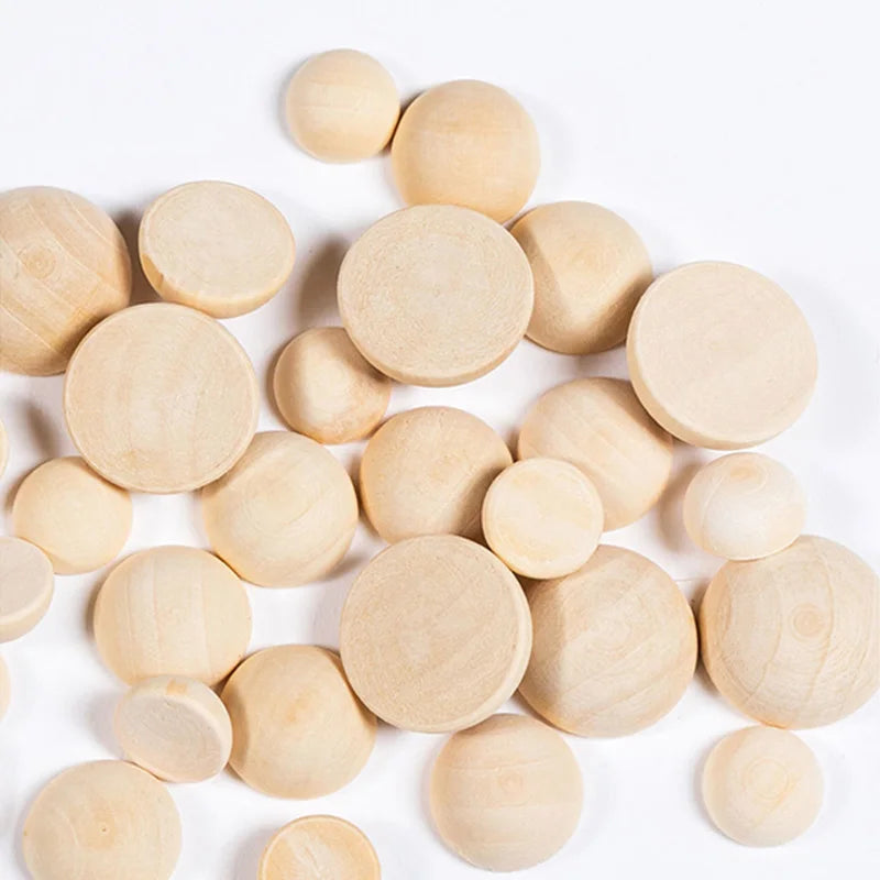 1-100pcs Half Wood Balls 10/12/15/18/20/25~80mm Natural Wooden Bead Ball Flatback Cabochon For Jewelry Making DIY Paitning Craft