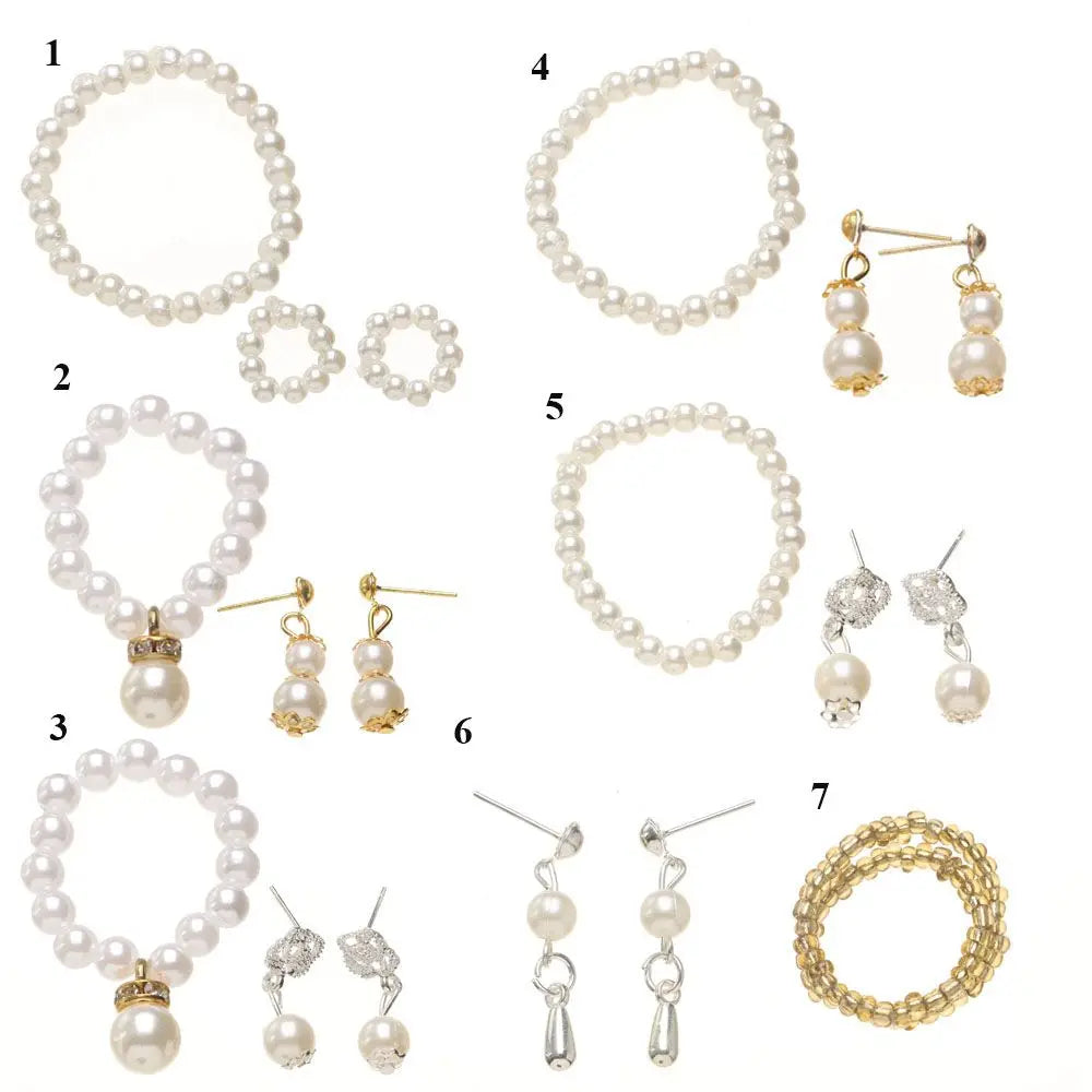 Handmade Exquisite Pearl Necklace Earrings Set Doll Jewelry For Doll DIY Toy Dolls Accessories