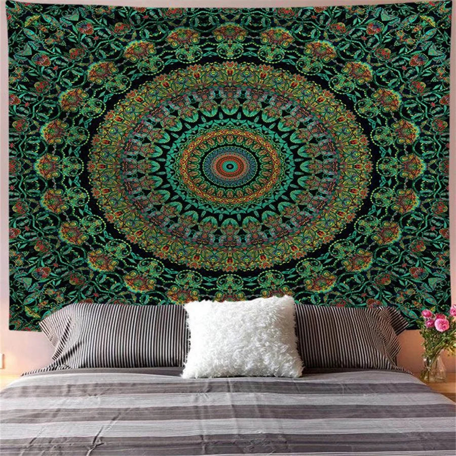 Indian Mandala Wall Hanging Tapestry Boho Hippie Cloth Fabric Large Elephant Tapestry Interior Bedroom Dorm Room Decor Aesthetic