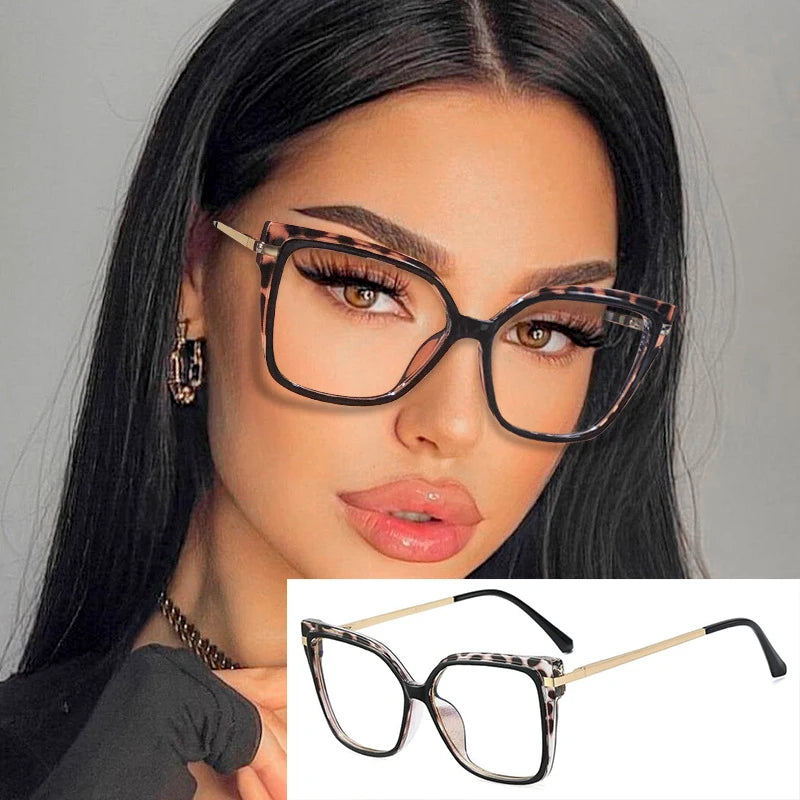 Luxury Myopia Glasses Women Anti Blue Light Leopard Square Eyeglasses College Student Prescription Shortsighted Eyewear -3 -4.5
