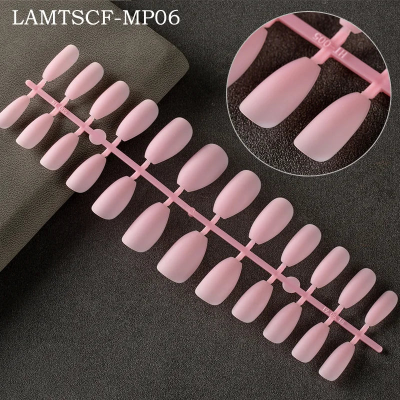 24tips/pc French White Fake Nails Matte /Glossy Detachable Long Square Natural False Press on Nails Manicure Faux Ongles