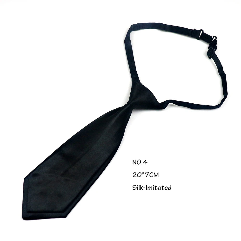 Casual Black Clip Ties For Men Women Student College Security Simple Necktie Doorman Steward Matte Suit Business Skinny Lazy Tie