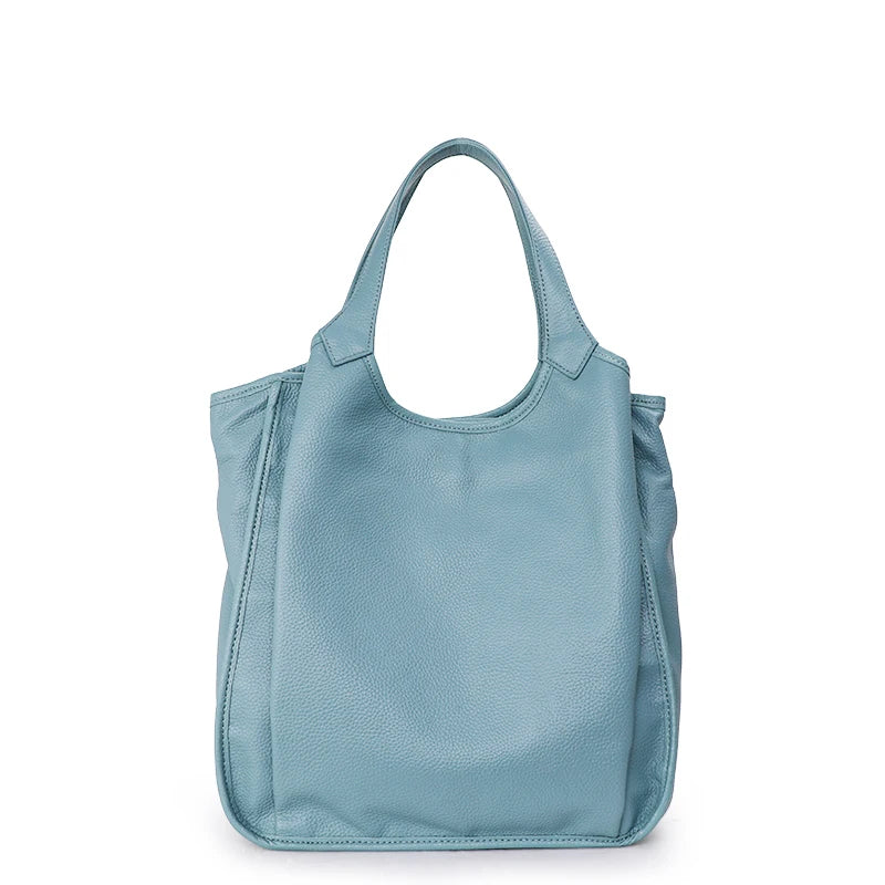 Aidrani New Minimalist WOMEN'S Tote Bag with Large Capacity and Solid Color Design Soft Cowhide Single Shoulder Underarm Bag