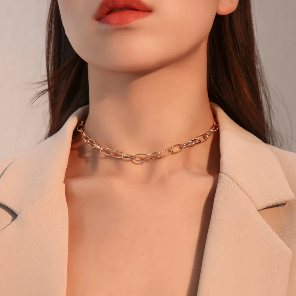 New Arrival Fashion Simple Short Thick Chain Necklace Punk Hip-hop Clavicle Chain for Women Personality Jewelry Accessories Gift