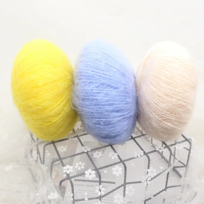 25g Worsted Natural Soft Silk Fine Wool Mohair Yarn Skein Baby Organic Crochet Hand Knitting Sewing Thread Scarf Shawl