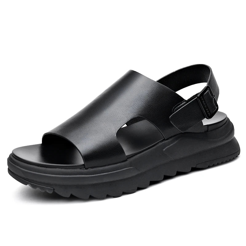 Sandals for Men Lightweight Summer Height Increase Roman Thick Trend for Driving Soft Sole Breathable Beach Shoes for Men's Wear